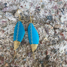 Load image into Gallery viewer, Gold Dipped Feather Turquoise