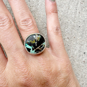 Black Jack Turquoise Ring Sz 6