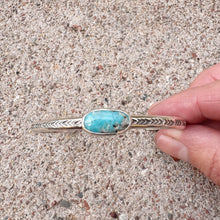Load image into Gallery viewer, Stamped Stone Cuff Turquoise