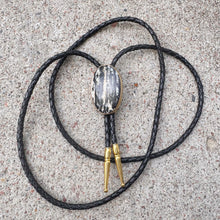Load image into Gallery viewer, Palm Wood Bolo Tie Brass