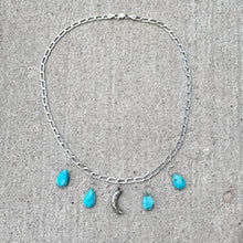 Load image into Gallery viewer, Turquoise Moon Charm Necklace