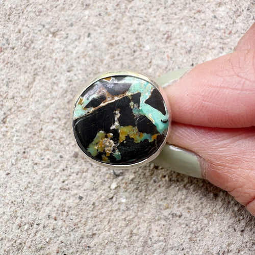 Black Jack Turquoise Ring Sz 6