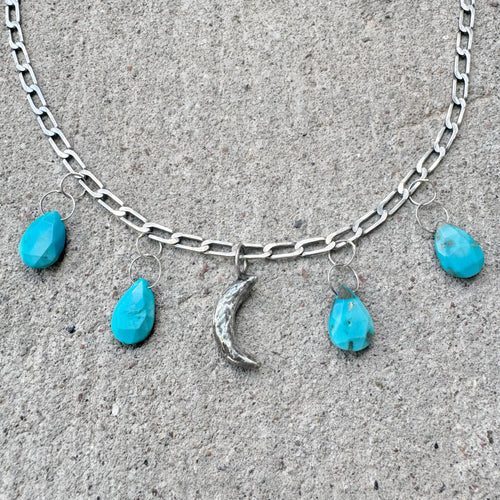 Turquoise Moon Charm Necklace
