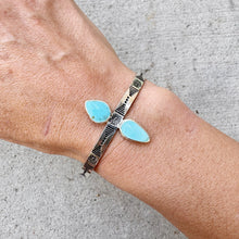 Load image into Gallery viewer, Stamped Stone Cuff Turquoise