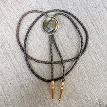 Load image into Gallery viewer, Labradorite Cross Bolo Tie Brass