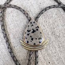 Load image into Gallery viewer, Dalmatian Jasper Bolo Tie Brass