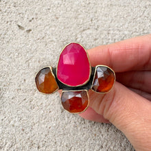 Load image into Gallery viewer, Garden Party Ring Chalcedony &amp; Garnet Sz 8