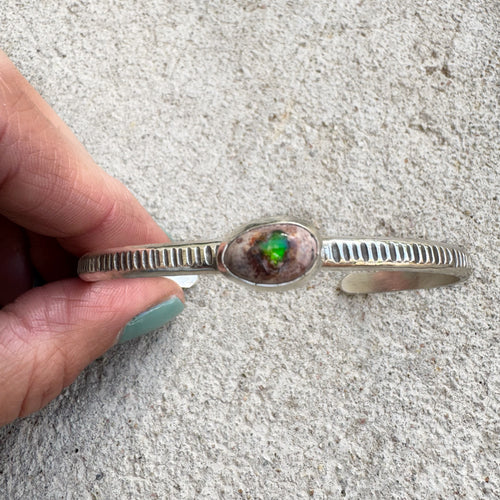 Stamped Stone Cuff Opal