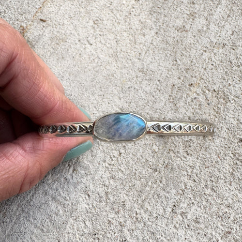 Stamped Stone Cuff Moonstone