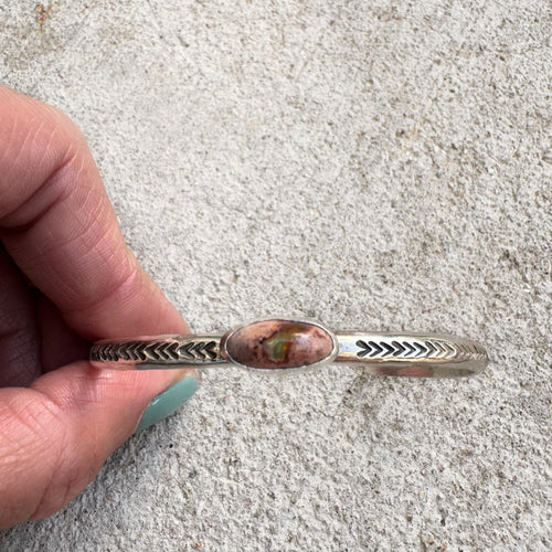 Stamped Stone Cuff Opal