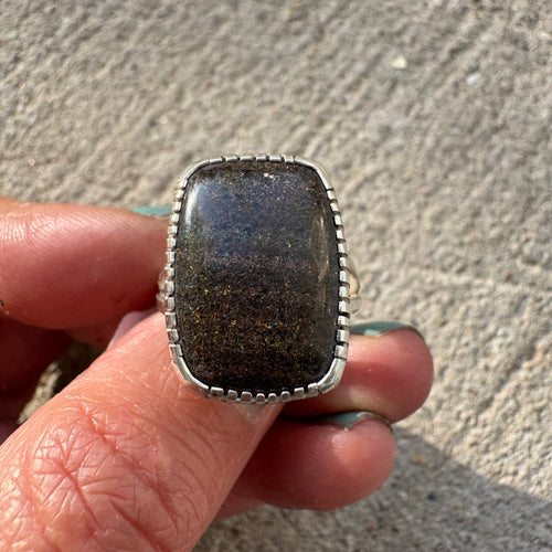 Opal Sqare Ring Sz 8.5