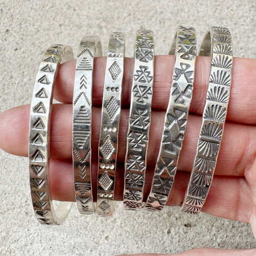 Stamped Silver Cuff Unisex