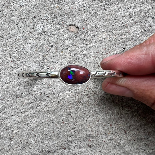 Stamped Stone Cuff Opal