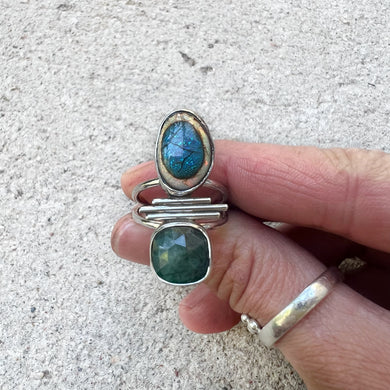 Wanderlust Ring Emerald & Opal Sz 6