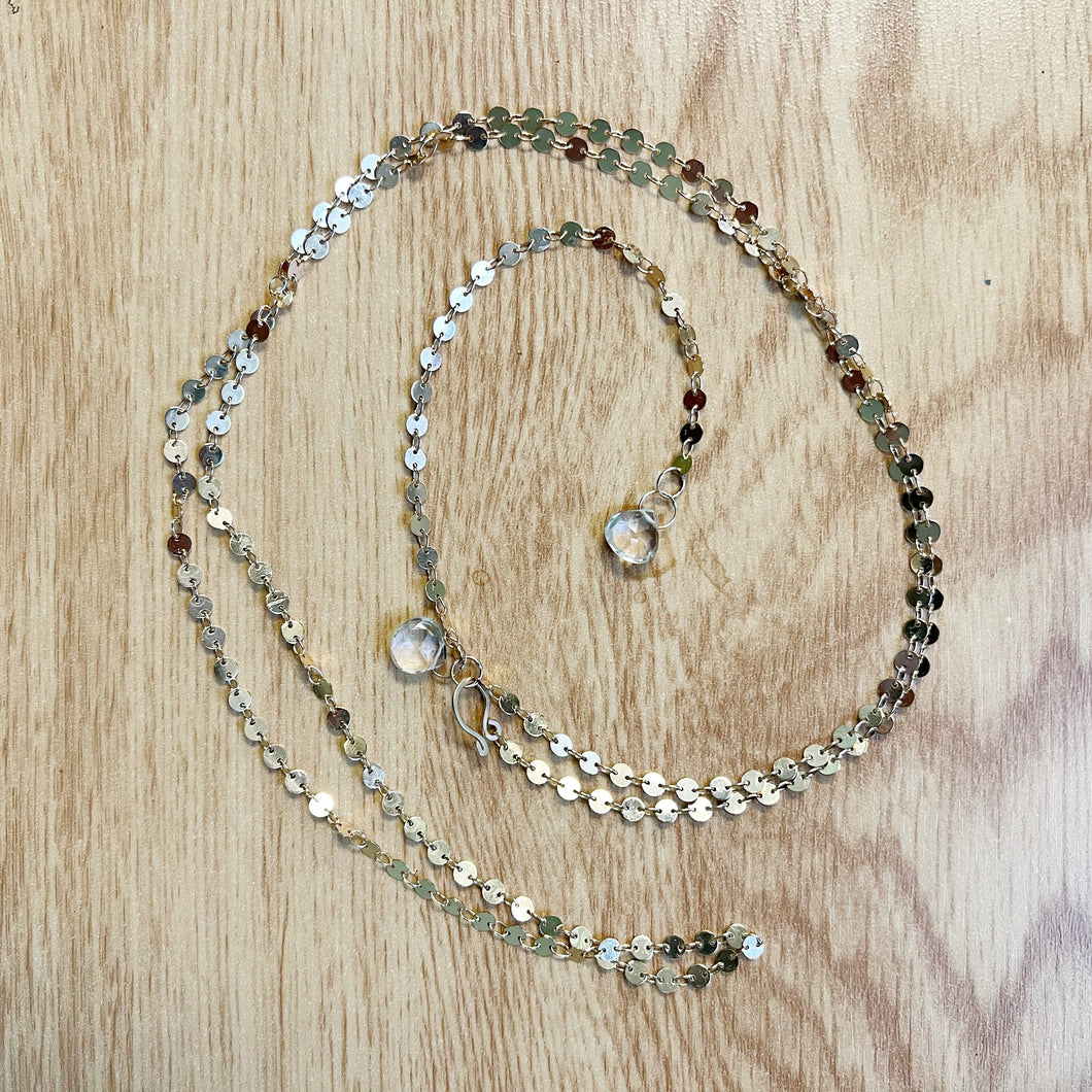 Coin Chain Wrap Necklace White Topaz
